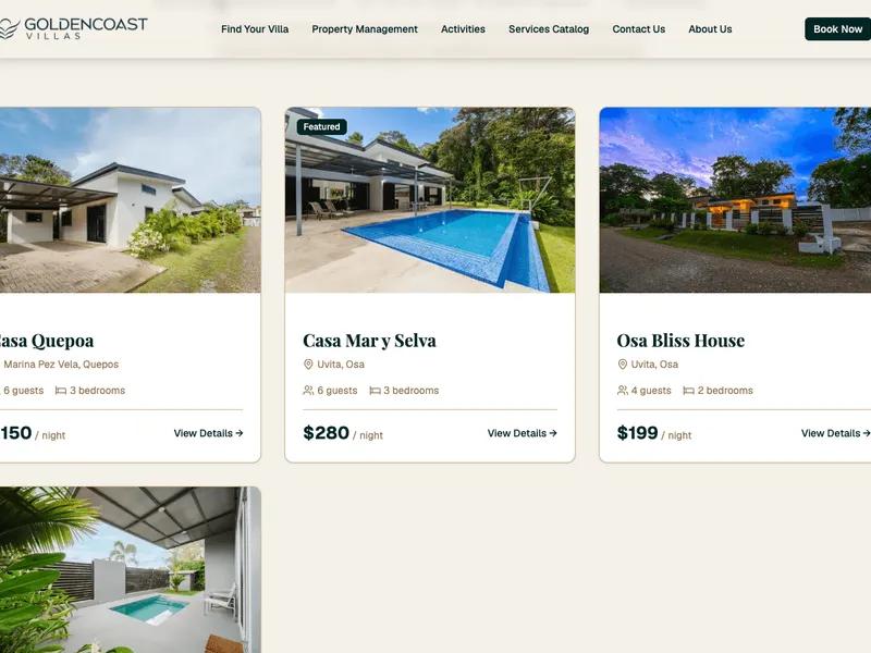 Golden Coast Villas property listings section