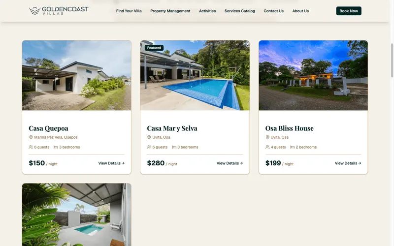 Golden Coast Villas property listings section