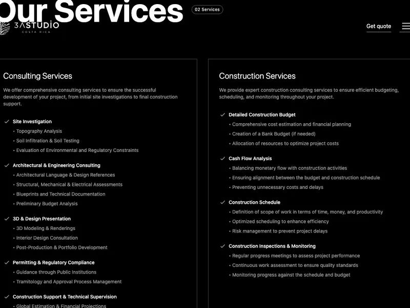 3A Studio services and consulting section